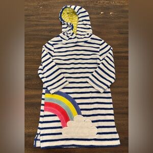 Mini Boden rainbow striped terry cloth swim coverup 2/3y